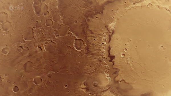 Voe ao redor da cratera Schiaparelli com a Mars Express