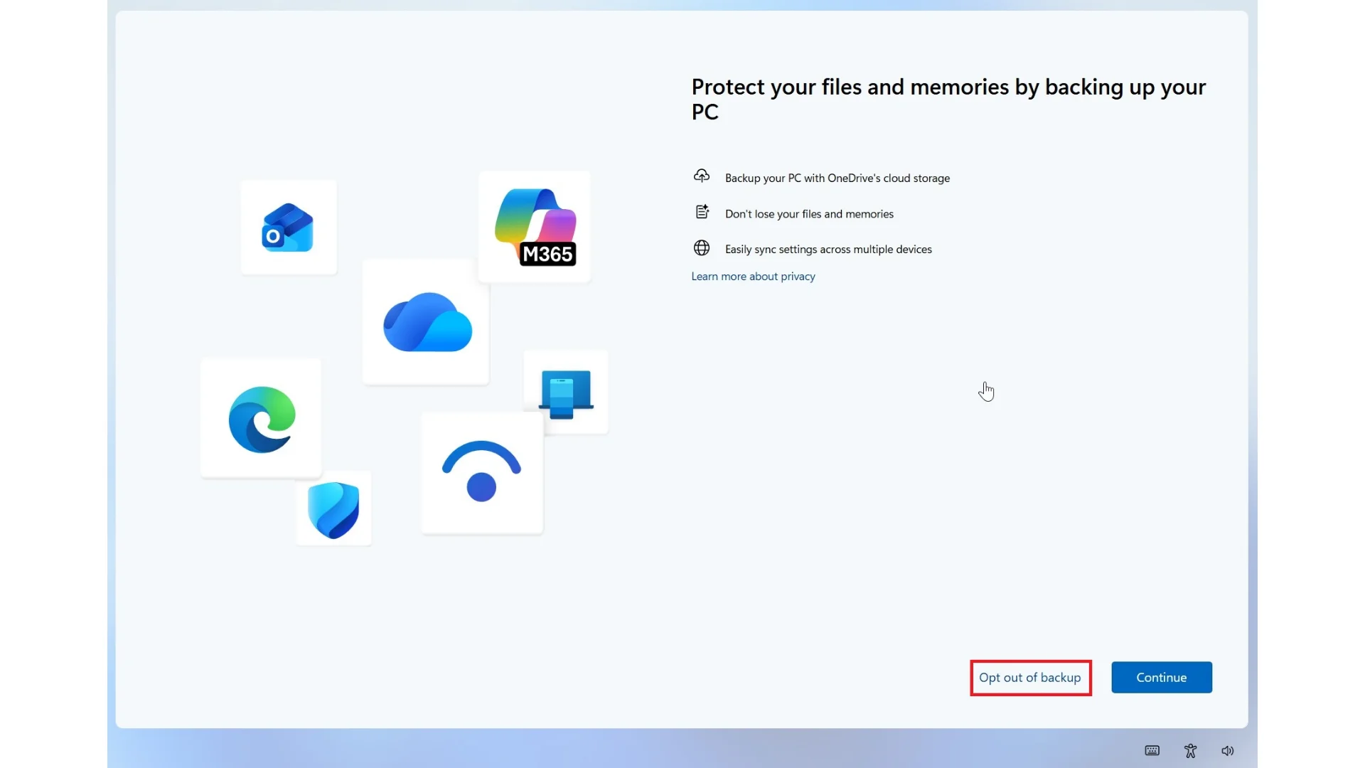 Aviso backup Windows 11