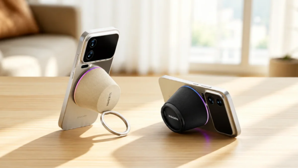 Nova caixa de som da Xiaomi segura celular em pé, tem MagSafe e luzes RGB