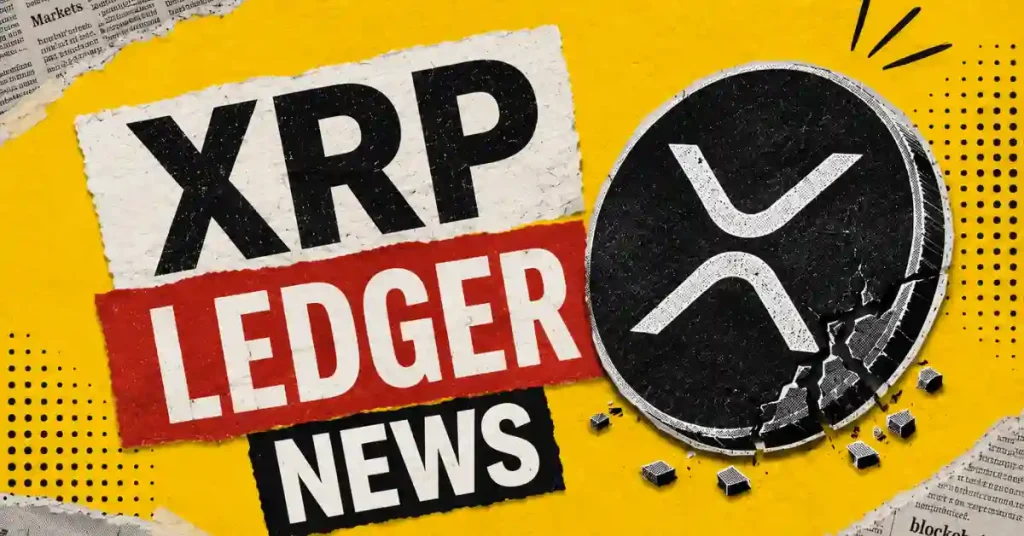 Um logotipo prateado do Ripple XRP em um gráfico verde mostrando barras de crescimento ascendentes.