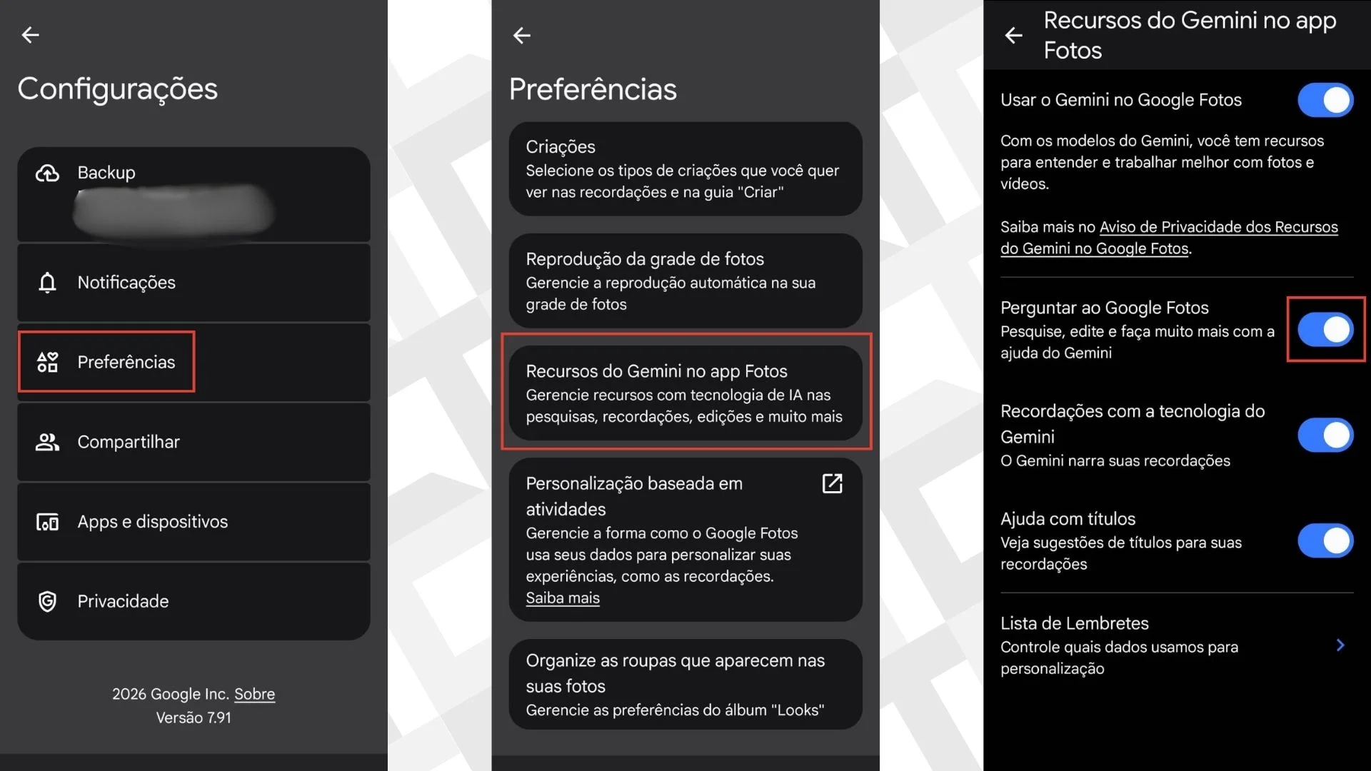 Ativar Ask Photos no Google Fotos