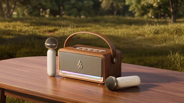 Edifier lança caixa retrô com karaokê e 2 microfones por R$ 620