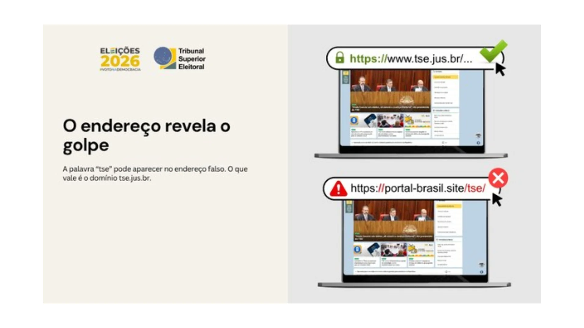 Alerta site falso TSE