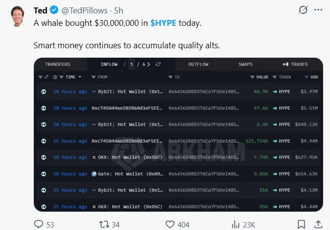 HYPE Price visa US$ 90 enquanto a compra de baleias atende à atualização HIP-3