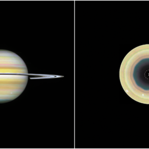 Hubble da NASA rastreia novo decágono circundando o pólo sul de Saturno