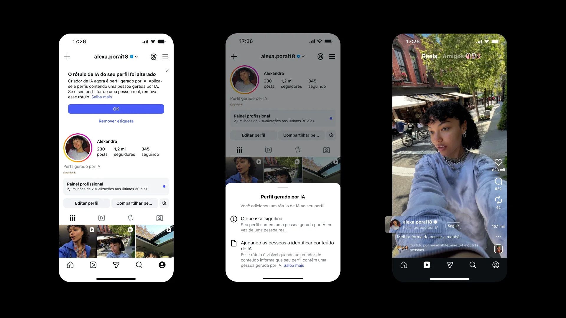 Editar informações da imagem Instagram perfil gerado por IA