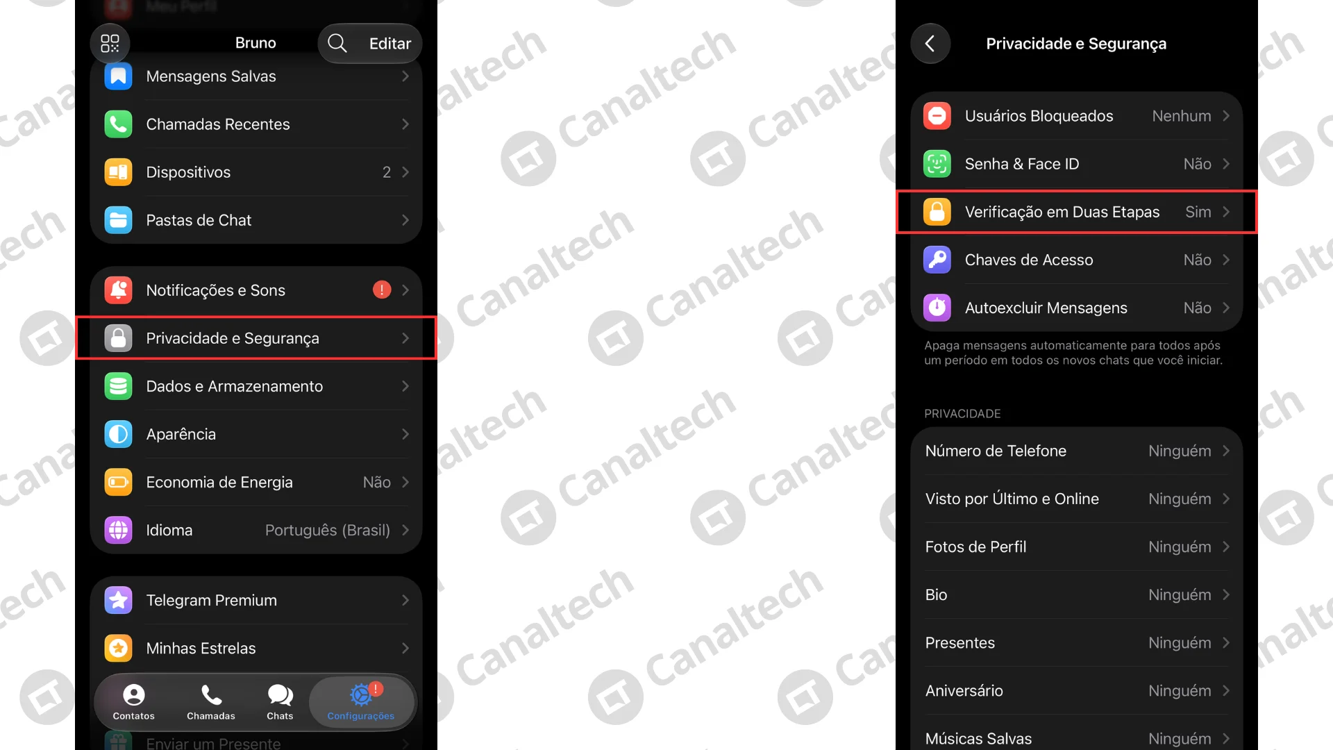 Como ativar a autenticação em duas etapas no Telegram