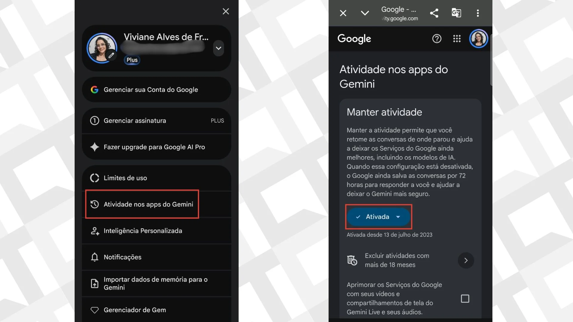 Editar informações da imagem desativar treinamento Gemini