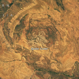 A bizarra 'Cratera da Aranha' da Austrália vista da foto em órbita do dia de 22 de outubro de 2026