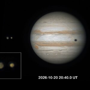 APOD: 2026, 28 de outubro - A ocultação mútua de Ganimedes e Io
