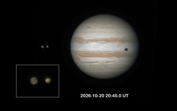 APOD: 2026, 28 de outubro - A ocultação mútua de Ganimedes e Io