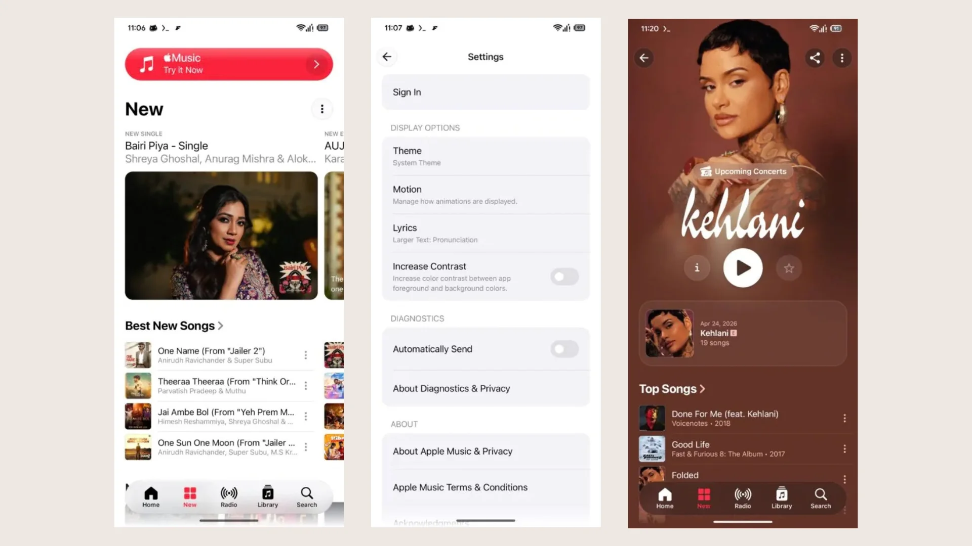 novo apple music no android