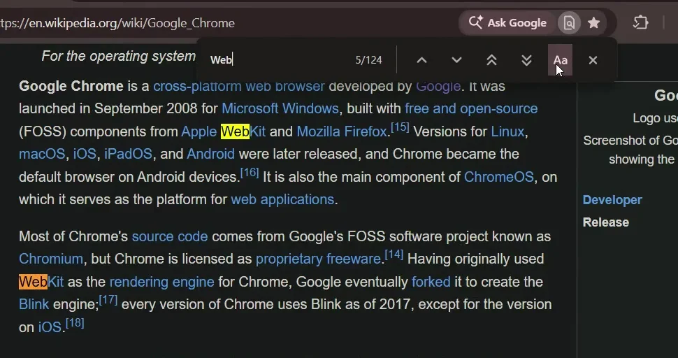 Chrome diferenciar mai&uacute;sculas de min&uacute;sculas