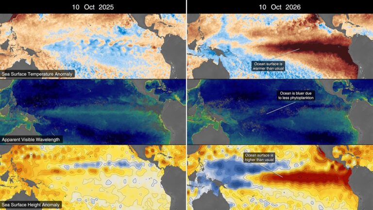 Satélites da NASA observam o histórico El Niño de 2026
